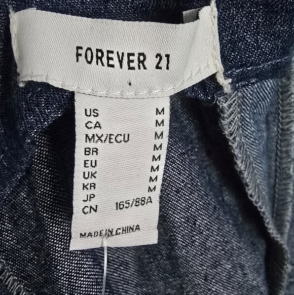 Forever 21 Denim Patchwork Mini Dress Medium Taylor - Picture 8 of 10